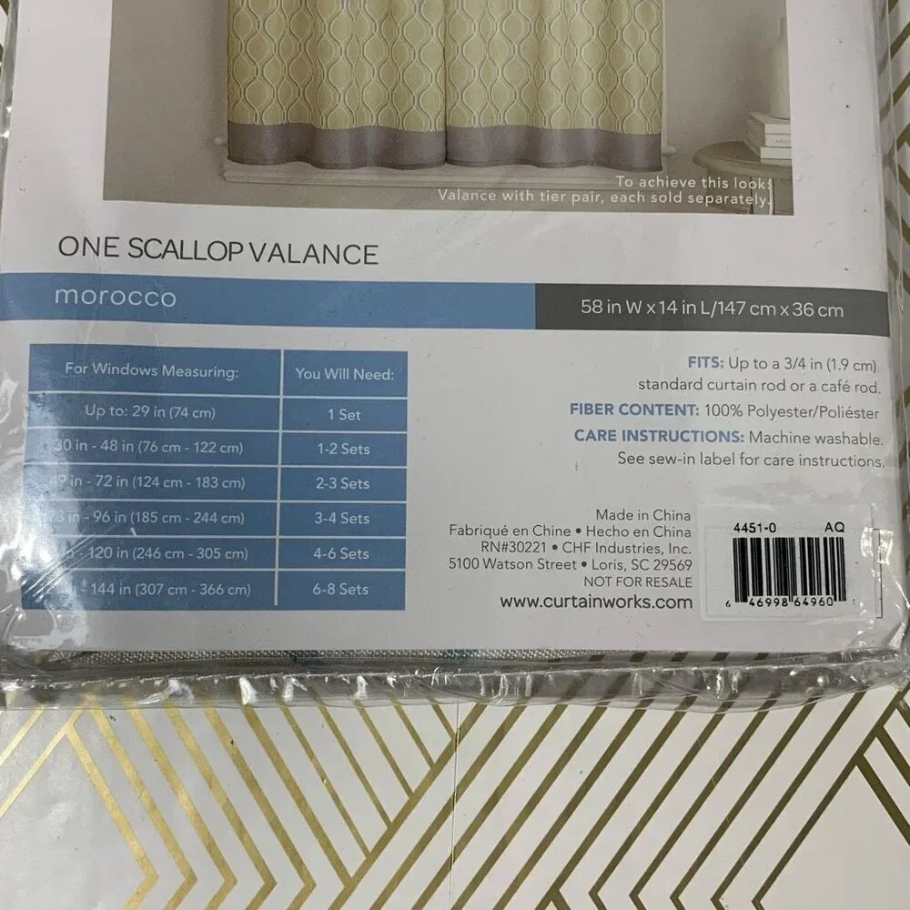 Curtainworks One Scallop Window Valance Morocco Beige Blue White 58x14‎ New